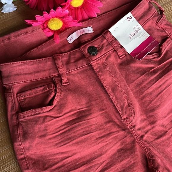 SO high rise burnt orange twill legging skinny pants juniors size 7/28W - Picture 13 of 13